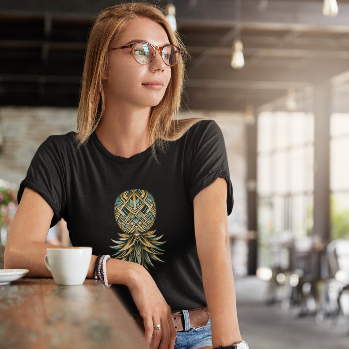 Art Deco Upside Down Pineapple Unisex T-Shirt