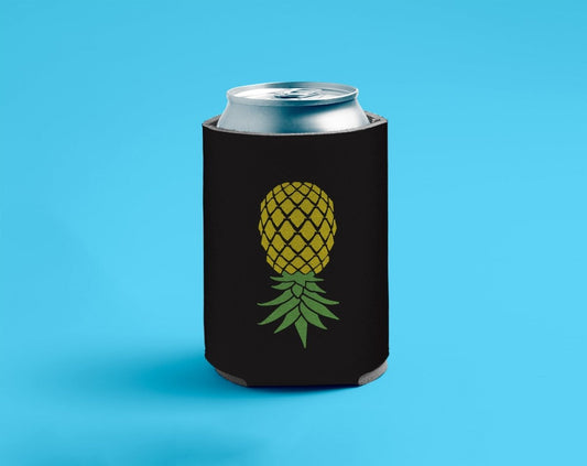 Black Upside Down Pineapple Can Cooler