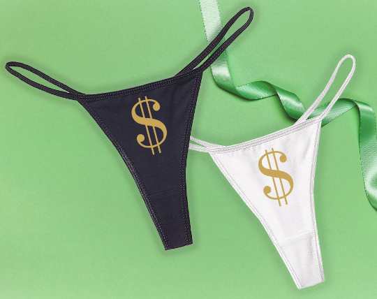 Dollar Sign Thong, Gold Digger Panties, Spoiled Wife Sexy Underwear, S –  Wicked Boutique