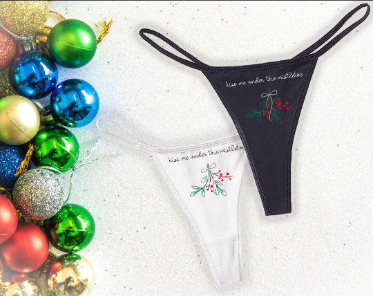 Kiss Me Under The Mistletoe Holiday Cheeky Undies - Low-Rise Underwear