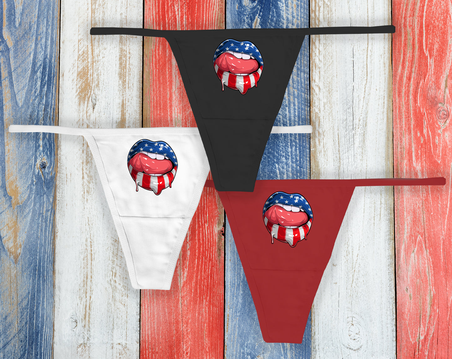 Patriotic Kiss Thong