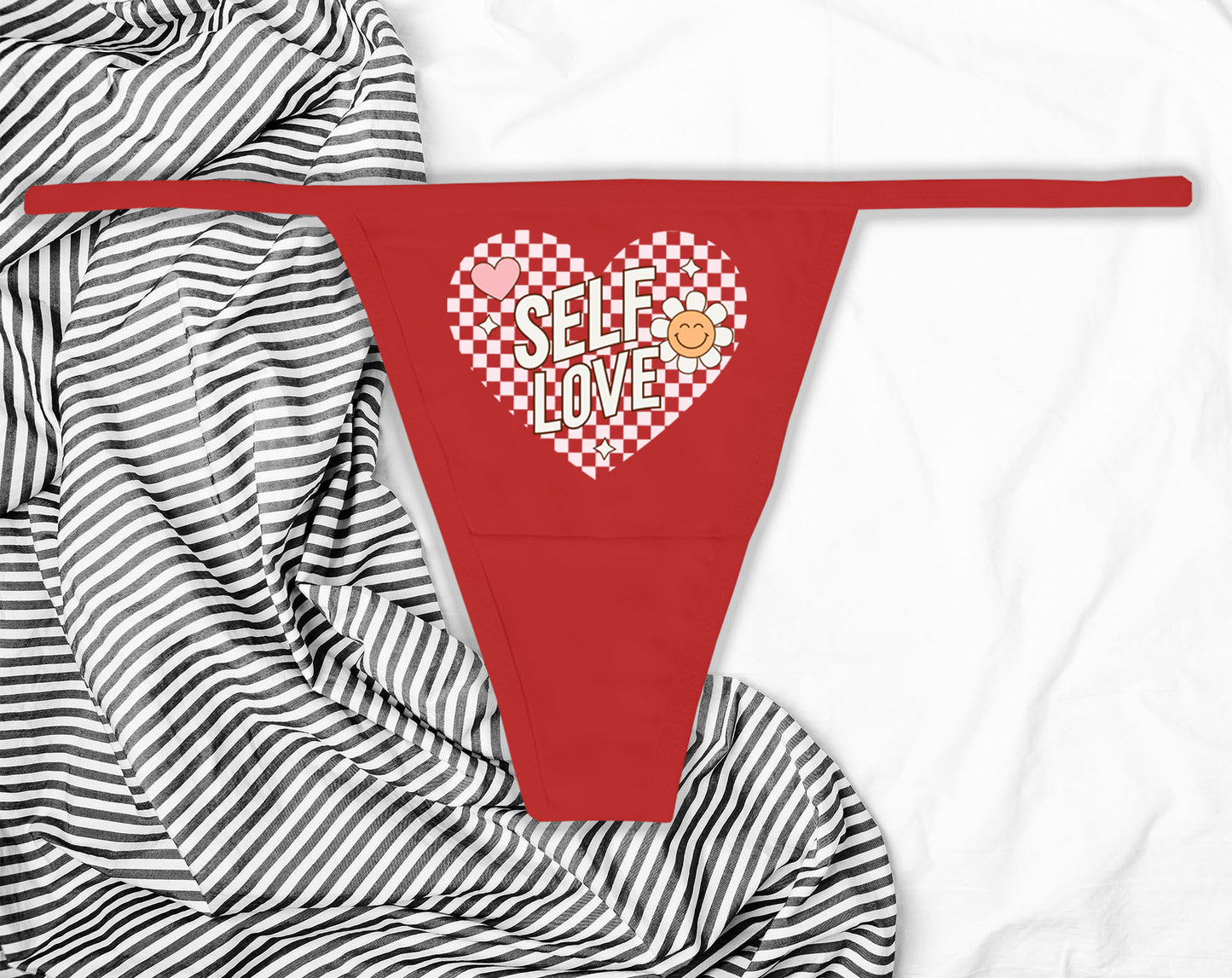 Self Love Panties, Retro Self Love, Cute Flower, Retro 70s, Vintage 80s, VSCO, 90s Check, Good Vibes, Pink Check, Hearts and Flowers, Panty Party, Divorce Party, Galentines Day, Single