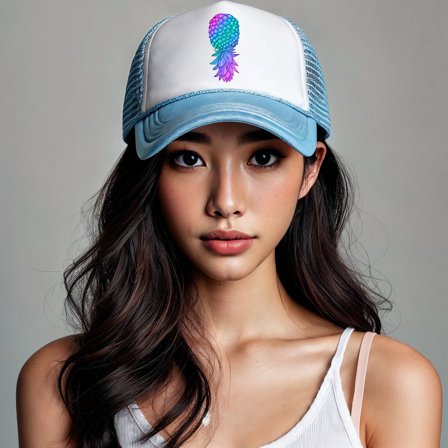 Purple Upside-down Pineapple Foam Trucker Hat