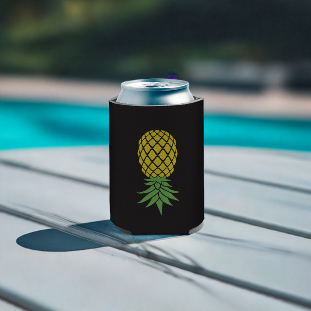 Black Upside Down Pineapple Can Cooler