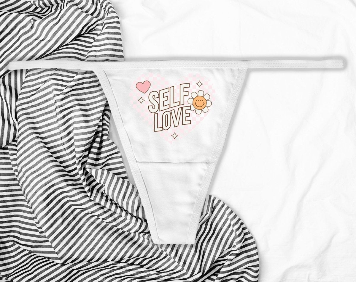 Self Love Panties, Retro Self Love, Cute Flower, Retro 70s, Vintage 80s, VSCO, 90s Check, Good Vibes, Pink Check, Hearts and Flowers, Panty Party, Divorce Party, Galentines Day, Single
