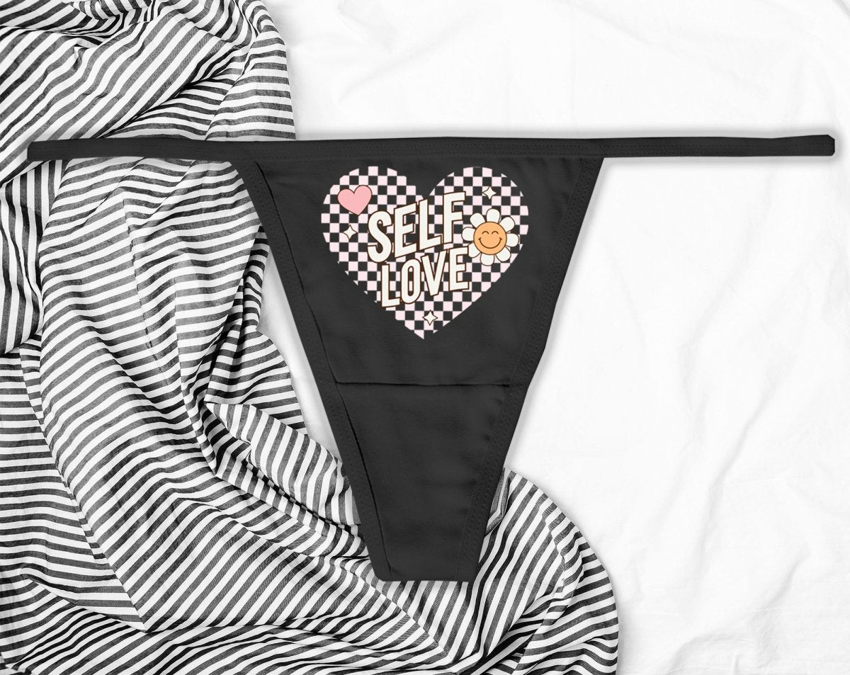 Self Love Panties, Retro Self Love, Cute Flower, Retro 70s, Vintage 80s, VSCO, 90s Check, Good Vibes, Pink Check, Hearts and Flowers, Panty Party, Divorce Party, Galentines Day, Single