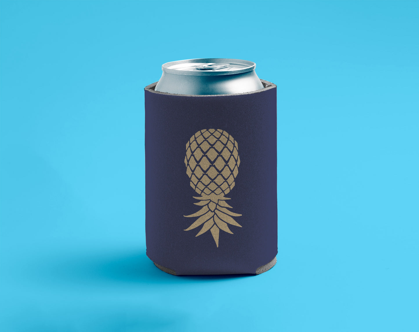 Navy Upside Down Pineapple Can Cooler