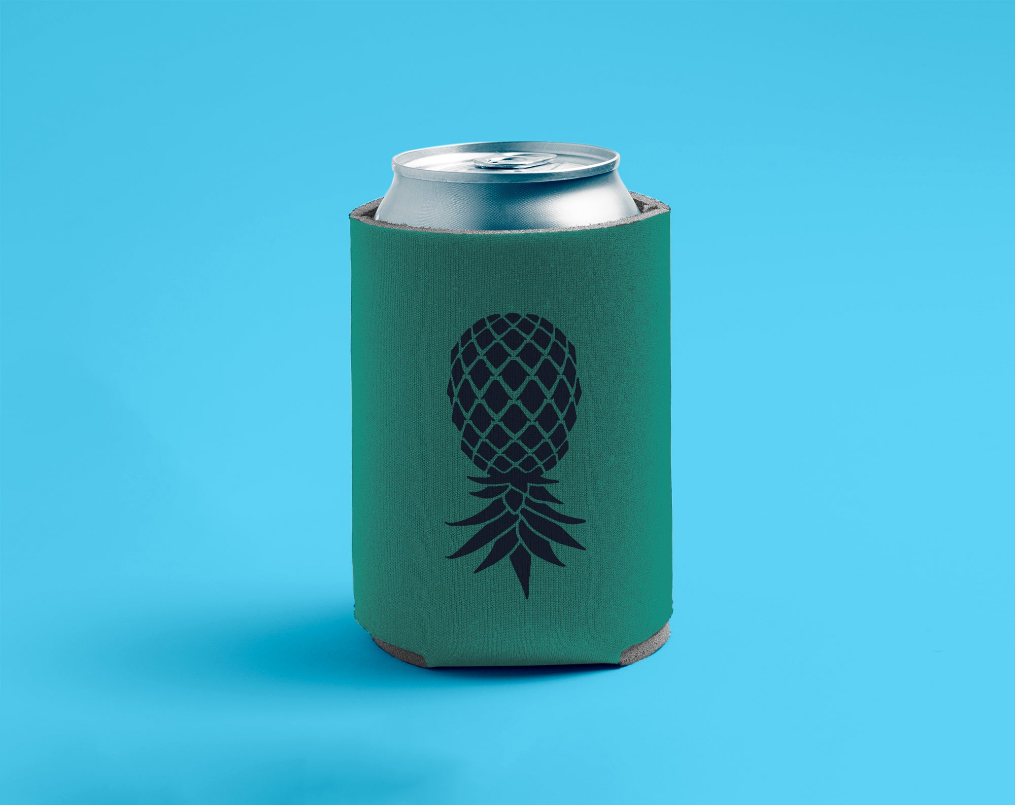 Teal Upside Down Pineapple Can Cooler