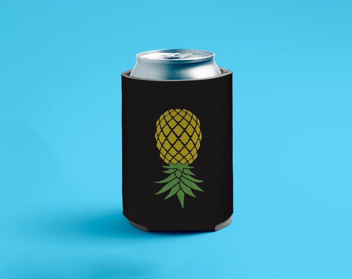 Black Upside Down Pineapple Can Cooler