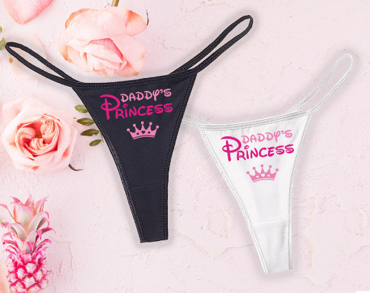 Daddy's Princess Black Thong | Naughty Panties | Disney Inspired Sexy Underwear | Lingerie