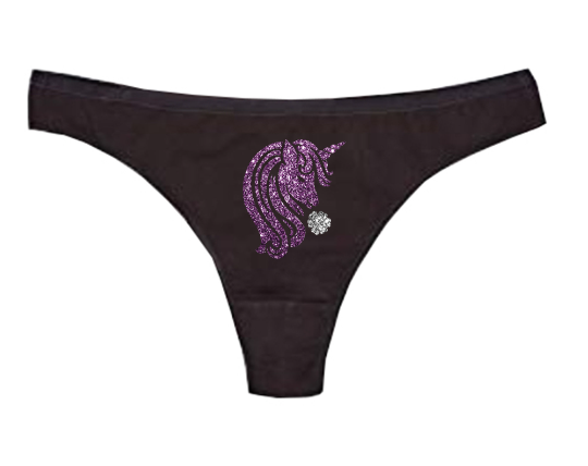 Sparkly Unicorn Black Thong | Glitter Unicorn Panties | Fantasy Slutty Sexy Underwear | Sexy Lingerie