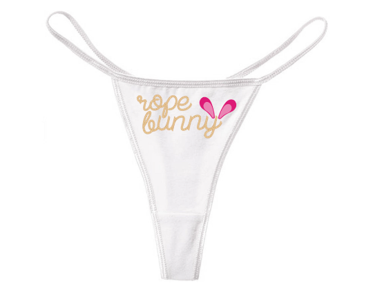 White Shibari Rope Bunny thong panties.