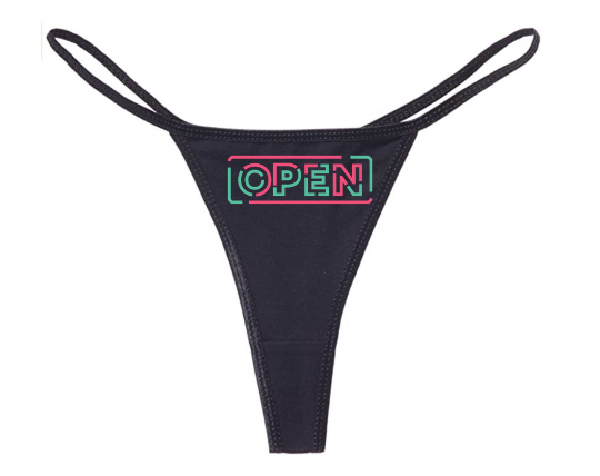 OPEN Sign Thong | Neon Panties | Fluorescent Underwear | Fun Sexy Lingerie